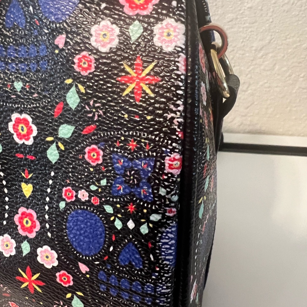 Loungefly Black and Blue Floral Skull Satchel & Wallet Set - Picture 9 of 14